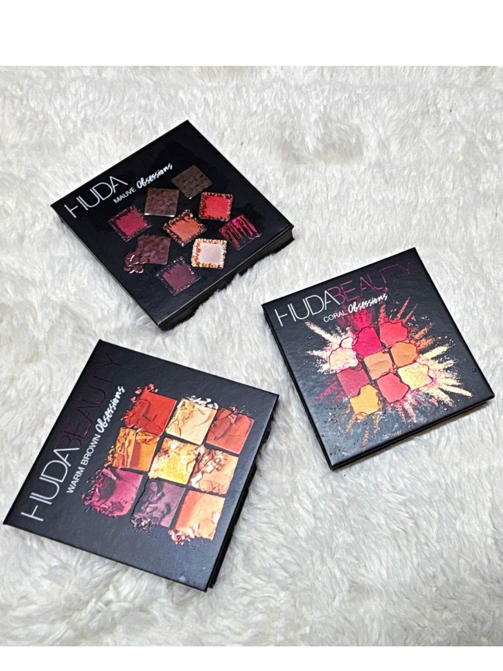 HUDA BEAUTY Obsessions Warm Brown Eyeshadow Lot of 3 Shimmer Matte-2 NIB 1NWOB